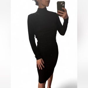 Foreign Exchange Black Long Sleeve Midi Dress